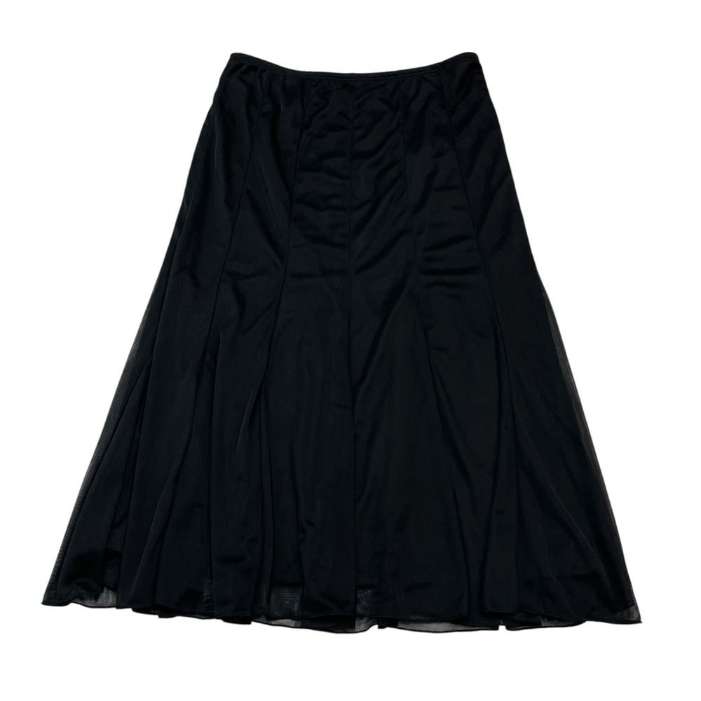 Vintage Onyx Nites Y2K Skirt Womens L Black Sheer Mesh Overlay Midi Lined Witchy